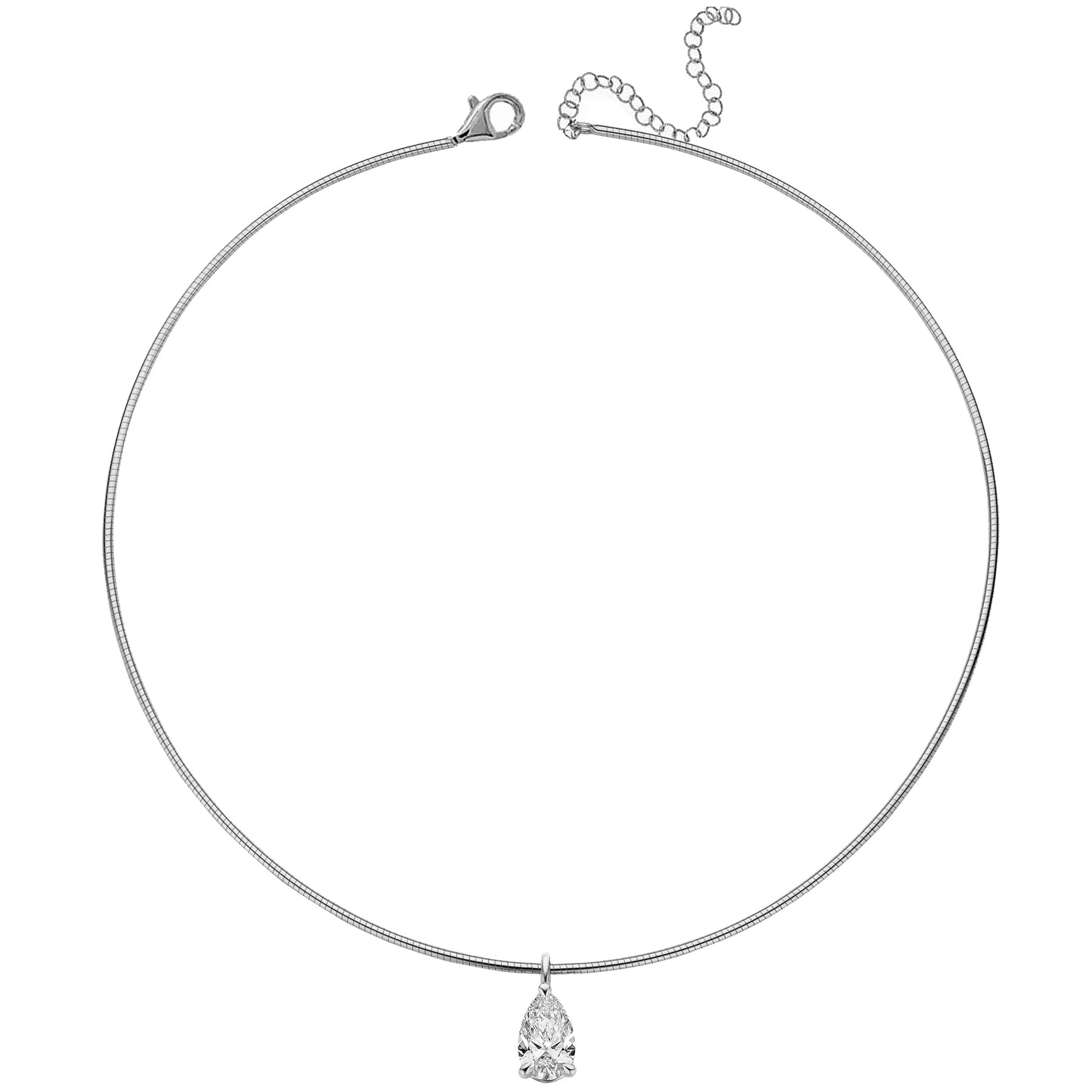 The Heirloom Omega Necklace: 3ct+ Colorless VVS Pear Diamond