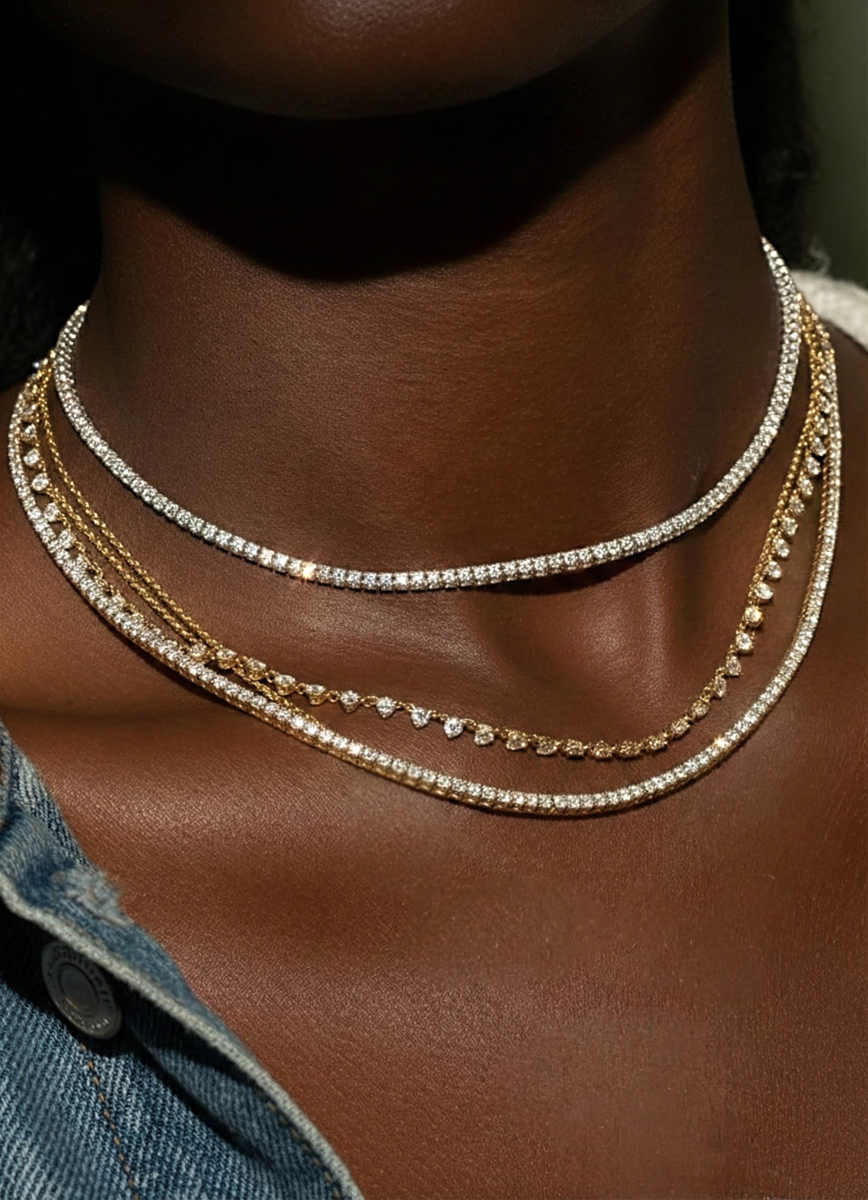 Natural Diamond Tennis Necklace / Choker Adjustable – SPIRITUAL GLOSS