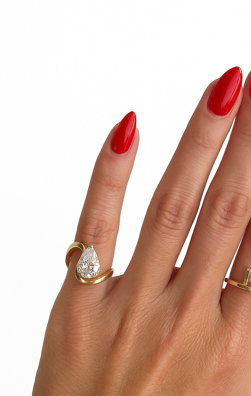 1.05 ct Pear Diamond Pinky Ring