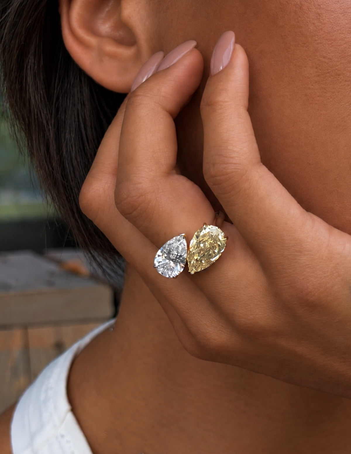 Pear Cut Toi et Moi Diamond Ring