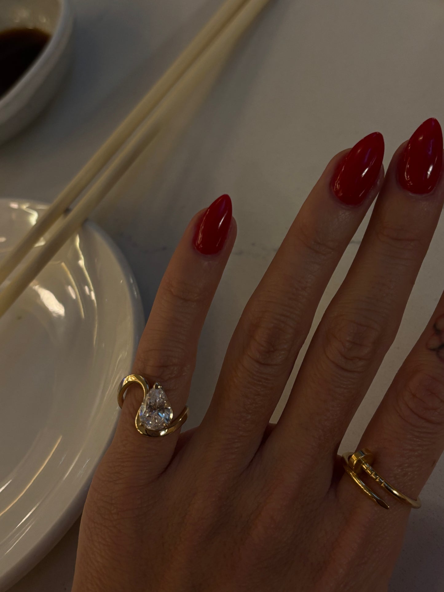 1.05 ct Pear Diamond Pinky Ring