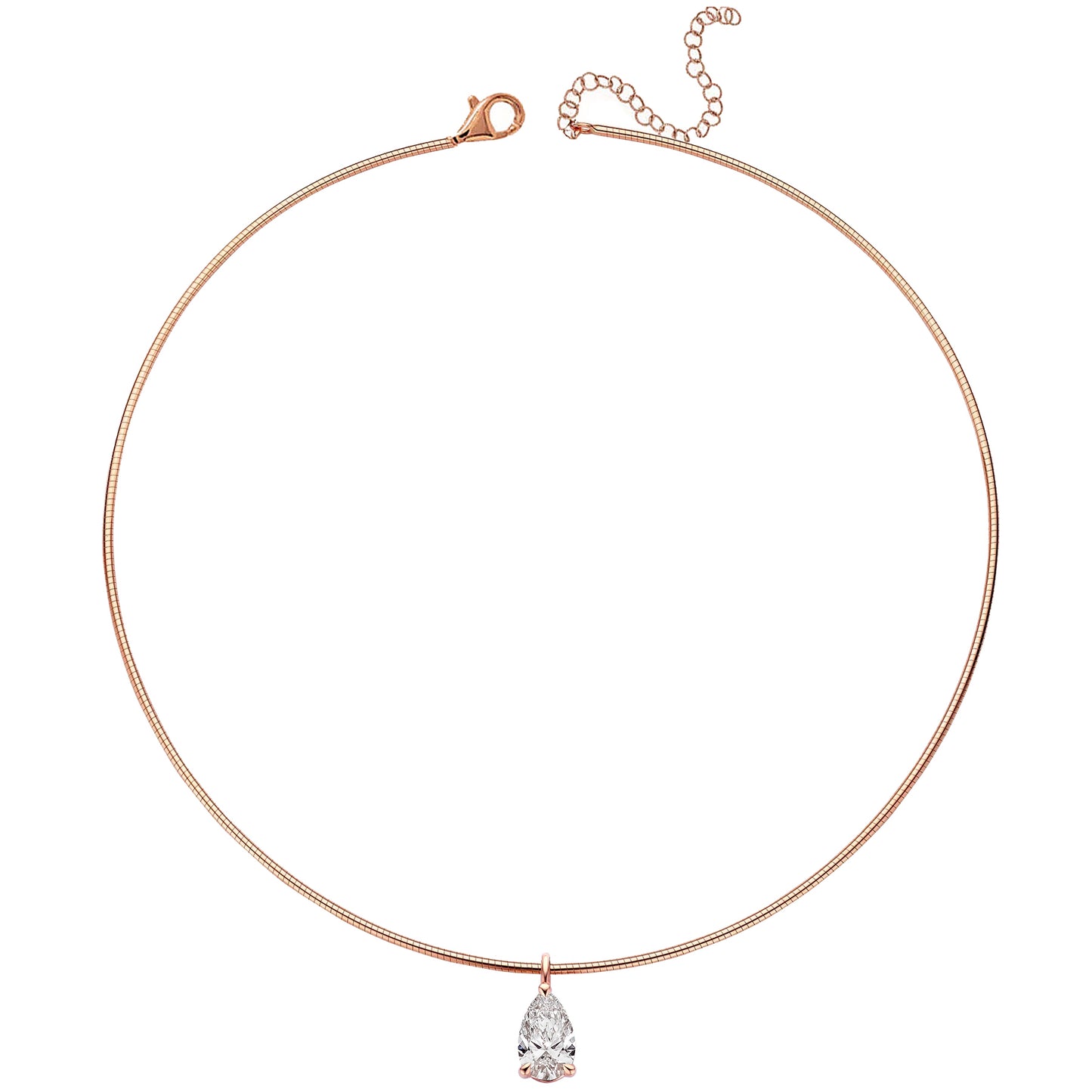 The Heirloom Omega Necklace: 3ct+ Colorless VVS Pear Diamond