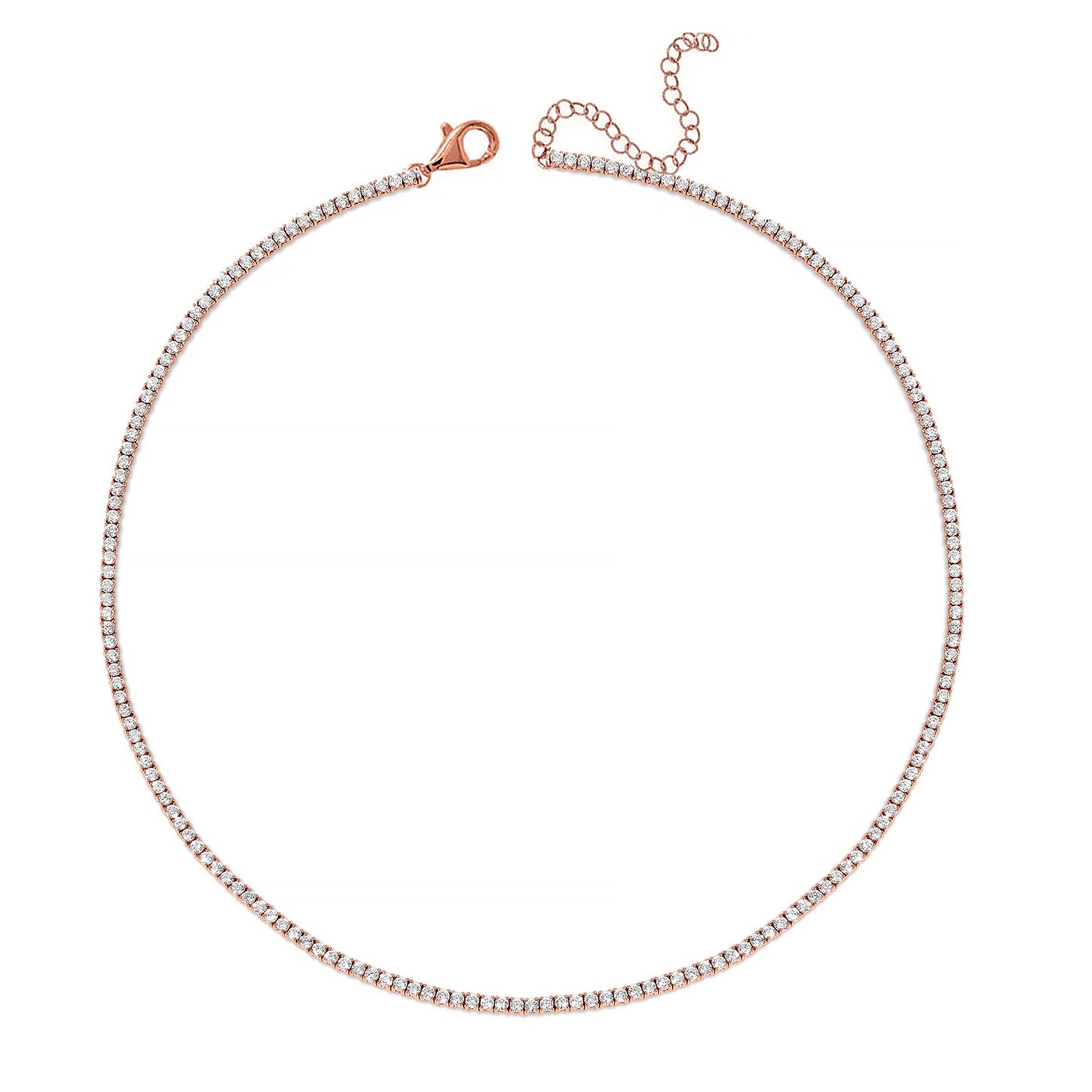 Natural Diamond Tennis Necklace / Choker Adjustable