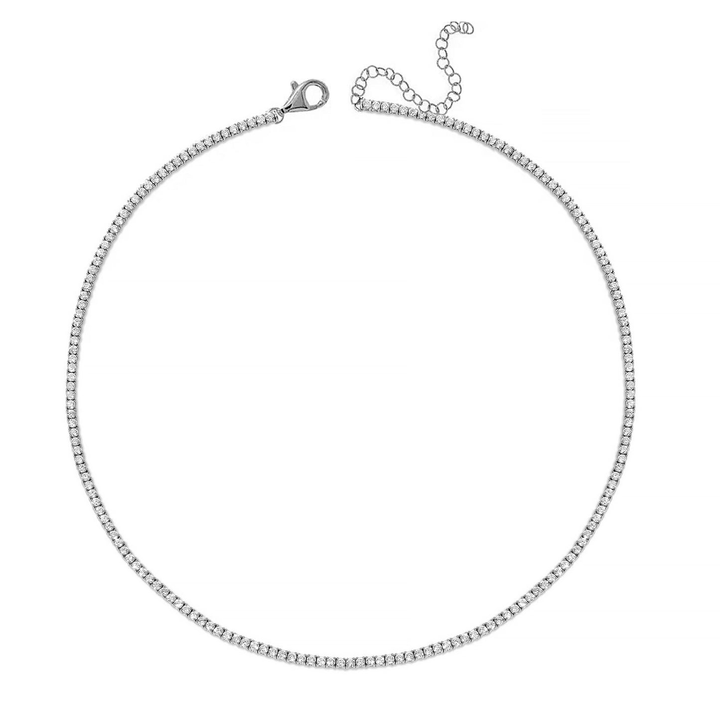 Natural Diamond Tennis Necklace / Choker Adjustable