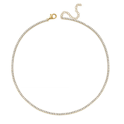 Natural Diamond Tennis Necklace / Choker Adjustable