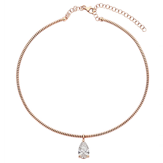 Tuboga Necklace Choker with Diamond Solitaire
