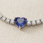 18kt White Gold Blue Sapphire & Natural Diamond Heart Necklace