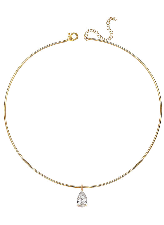 The Heirloom Omega Necklace: 3ct Pear Diamond