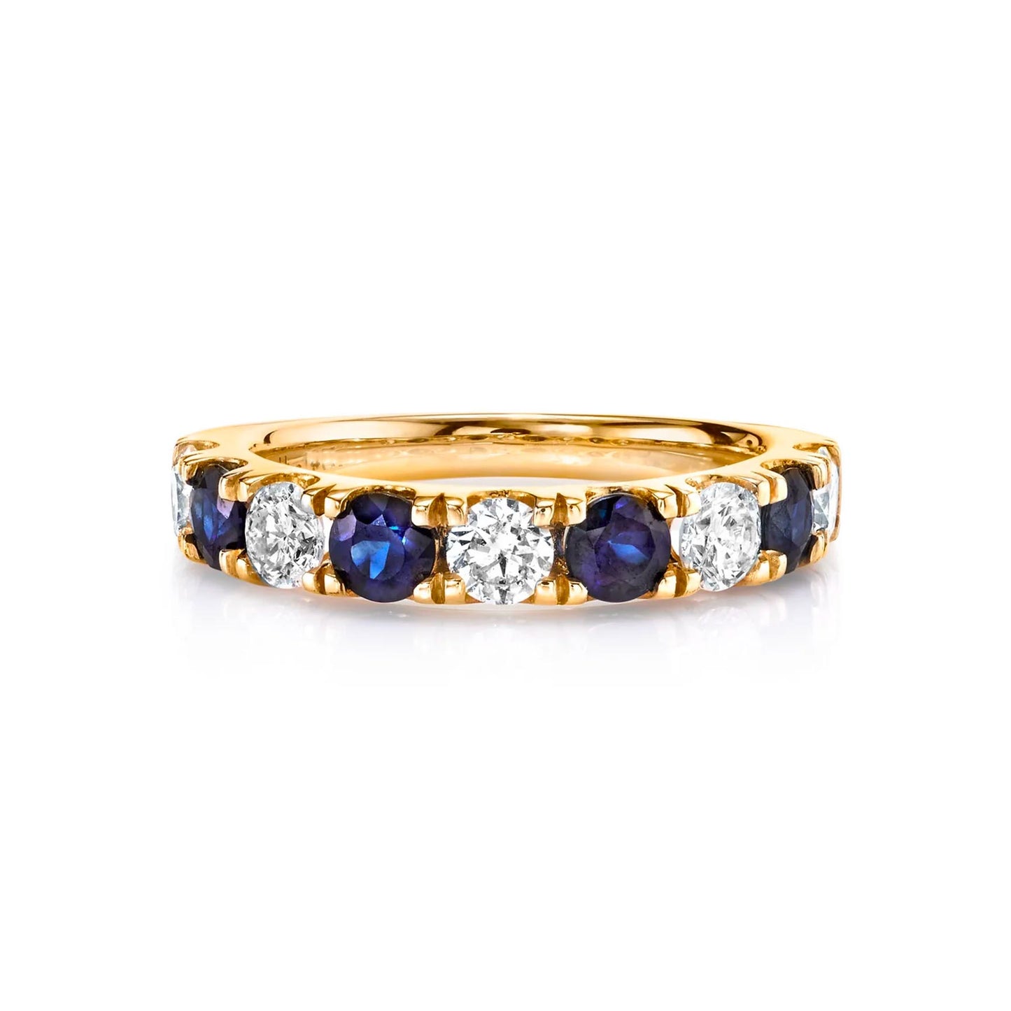 RARE Natural Blue & Diamond Half Eternity Ring