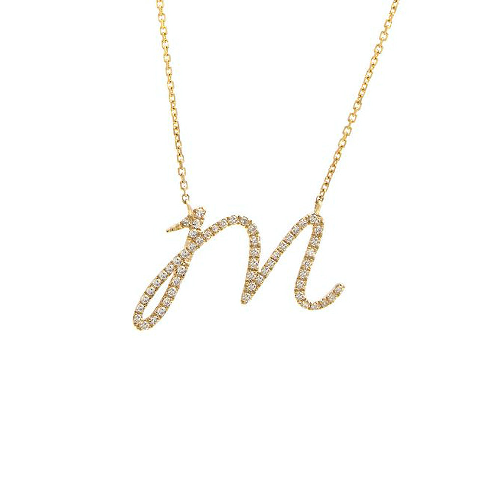 Diamond Initial Necklace (Large Cursive)